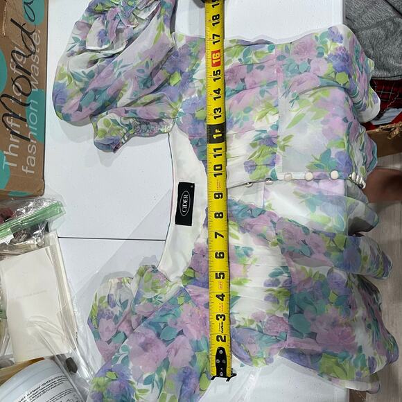 Cider Fairy In My Dreams Button Front Dreamy Purple Floral Flowy Blouse Small - Picture 5 of 7